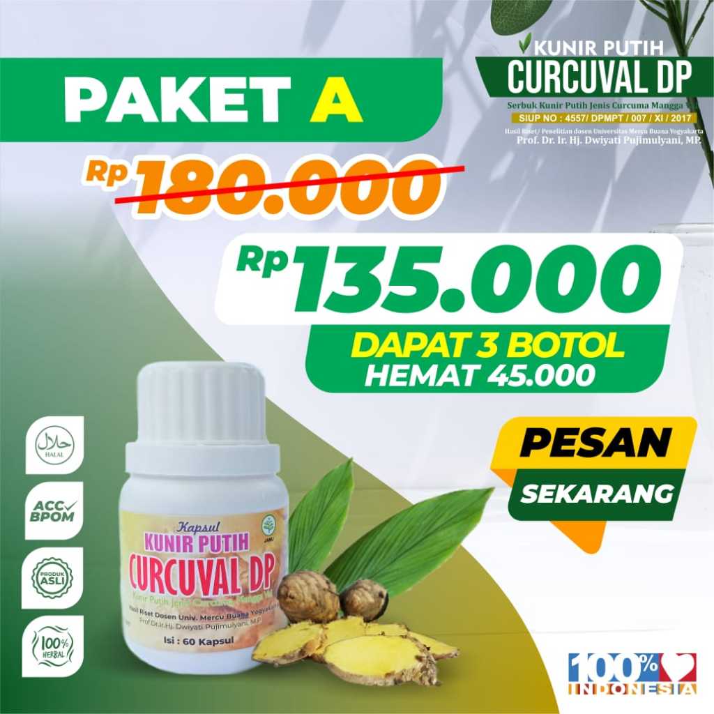 

Kunir Putih Paket 3 Botol Herbal Kunir Putih Manggaval