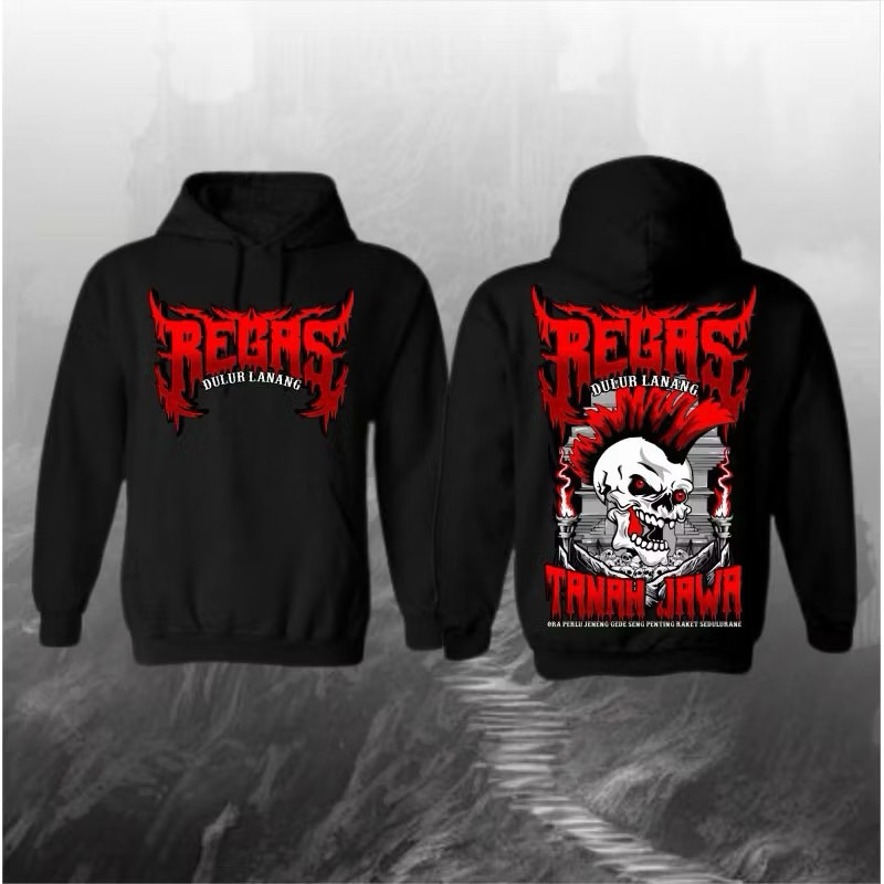 Hoodie // T-Shirt Hoodie Regas Tanah Jawa Regas Dulur Lanang Merah