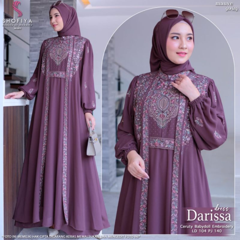 Darissa gamis pesta pengajian ceruti bordir mewah ekslusif ada jumbo SHOFIYA
