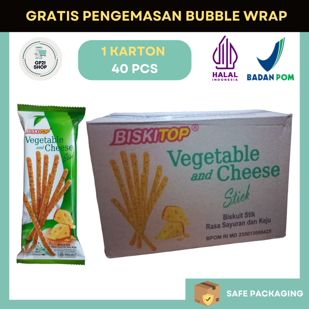 

Biskitop Vegetable and Cheese Sticks 1 Karton / 1 Dus - Biskuit Grosir Kartonan Snack Cemilan Murah