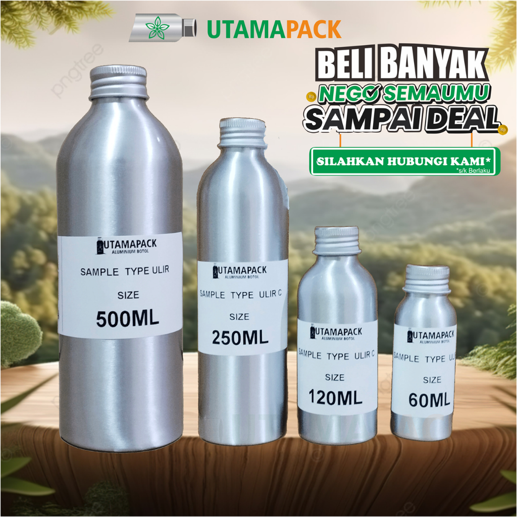 Botol Kaleng aluminium dengan Tutup Aluminium Ulir  BARU