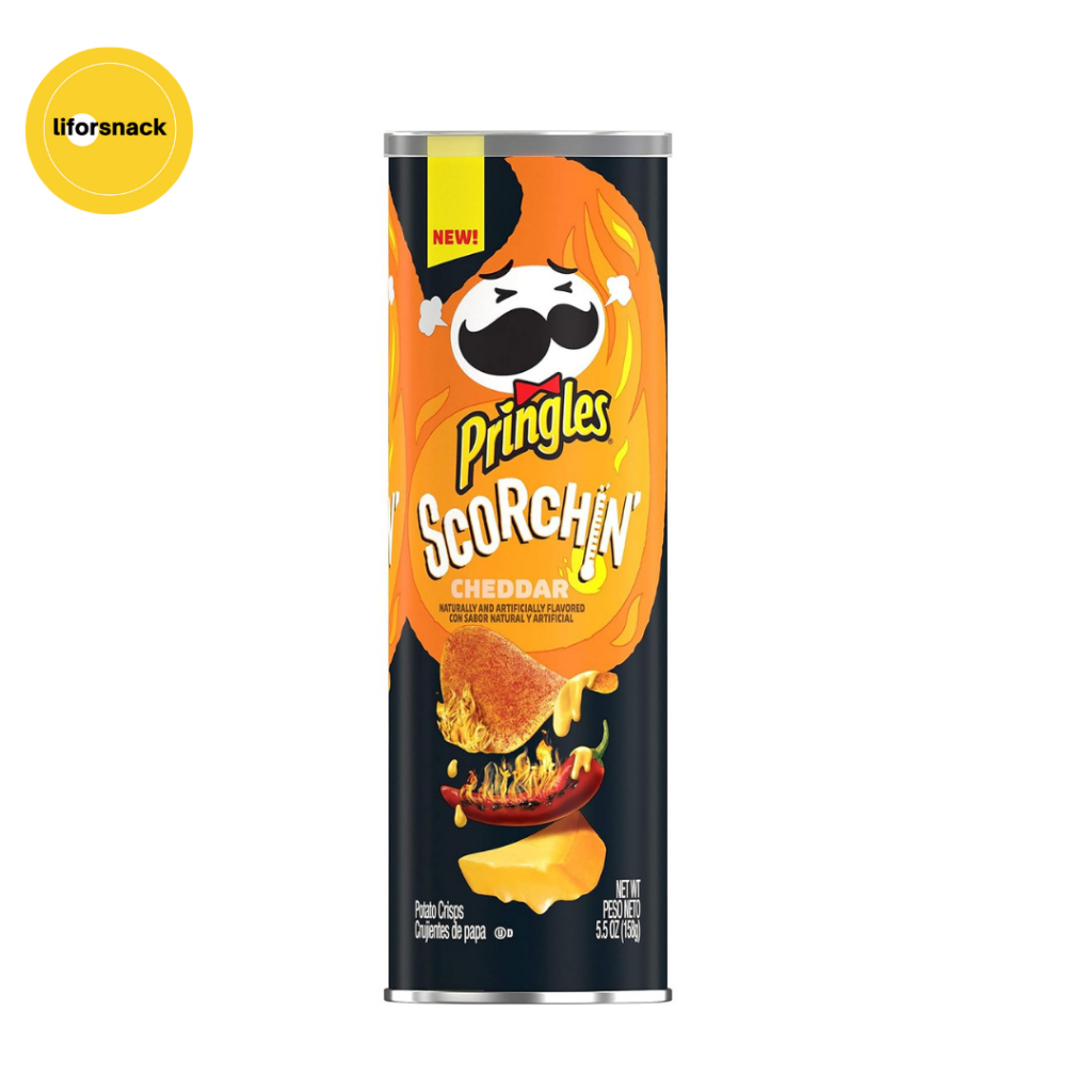 

Pringles Scorchin Cheddar Potato Crisps Chips 158gram Snack Import