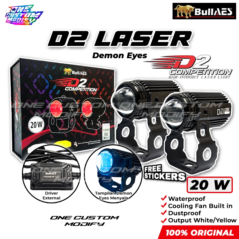 AES Lampu Tembak D2 Competition 20 Watt Devil Eyes Demon BULLAES Lampu Kabut Foglamp One Custom