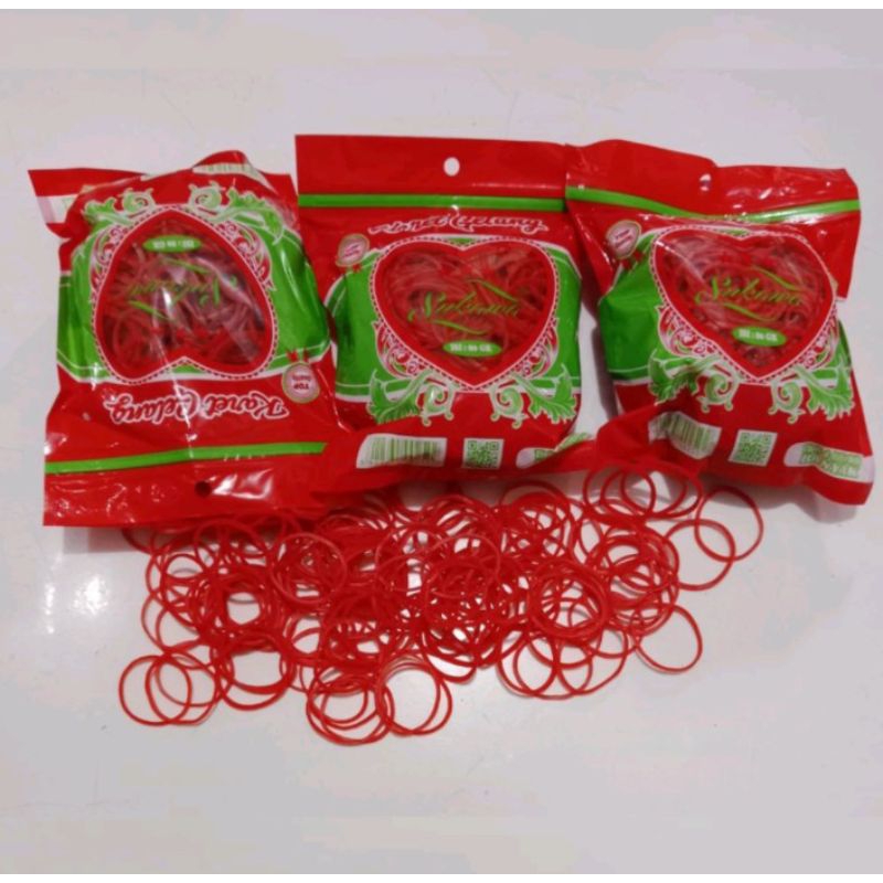 

karet gelang warna merah merk sukawa 80 gr