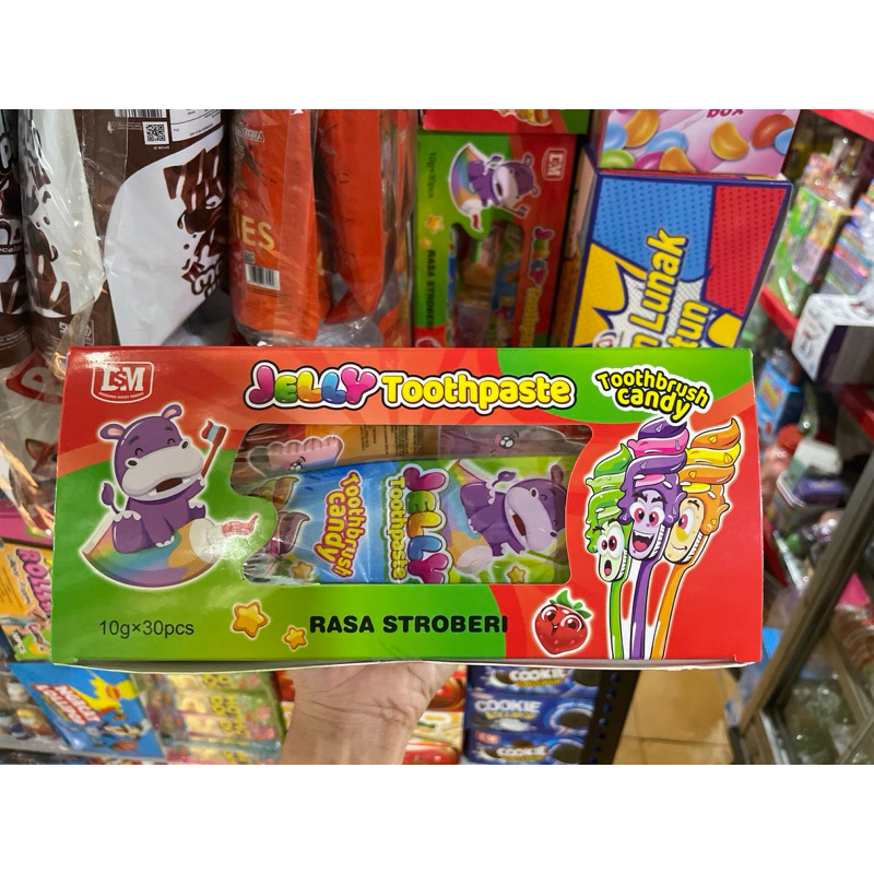 

JELLY TOOTHPASTE RASA STROBERI ISI 30 PCS