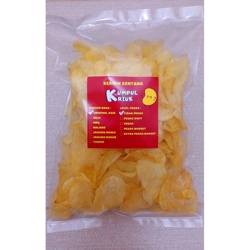 

Keripik Kentang Krispy Original Asin Gurih 100 gr / Kripik Kentang Dieng Crispy Asin / Snack Cemilan Kriuk Aneka Rasa