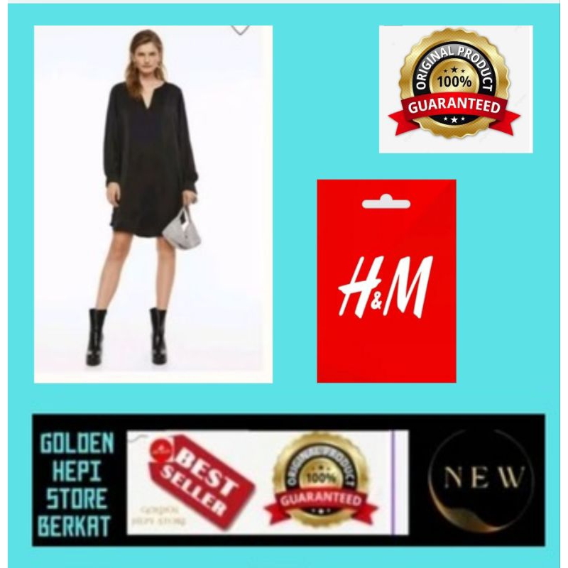 DRESS V - NECK H&M CANTIK WANITA