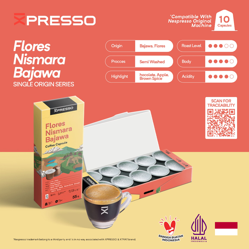 

Nespresso Capsule Compatible Kopi Kapsul Flores Nismara - Xpresso Coffee Capsule