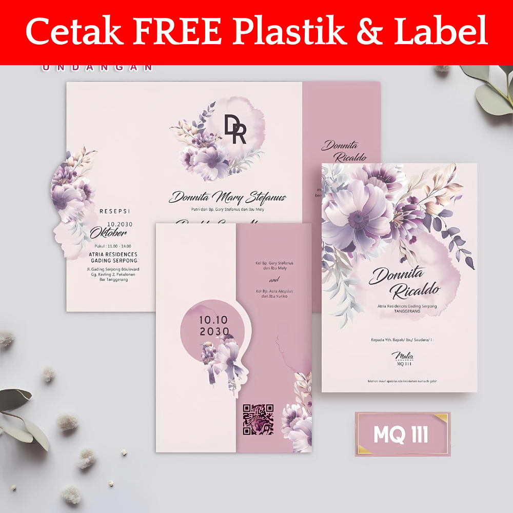 MALIQ 111 | Undangan Pernikahan Sudah Cetak Siap Pakai Gratis Plastik dan Label | Kertas Blangko Und