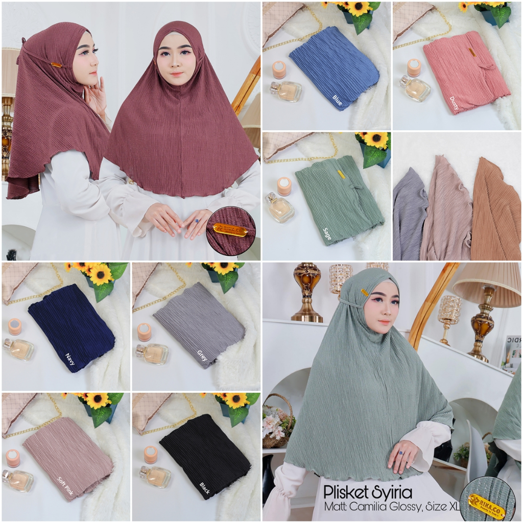 Bergo Instan Jilbab Non Pad Plisket Glitter ukuran L dan XL Bahan jersey Glitter Prisket lembut prem