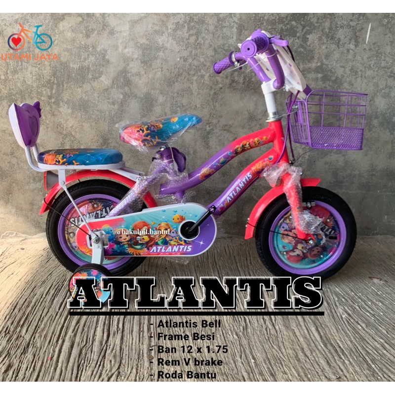 Sepeda anak cewek keranjang  Mini Atlantis bell musik ukuran 12 inch | Sepeda Mini ring 12 inch | Se