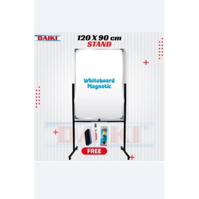 

DAIKI Papan Tulis White Board Single Face Standing Magnetik uk 120 x 90 cm.