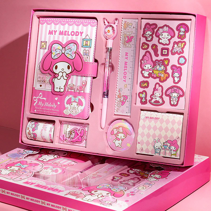 

9 in 1 Gift Box Alat Tulis Sanrio/Sanrio 9 in 1 Gift Box Alat Tulis Set / Set Alat Tulis Diary