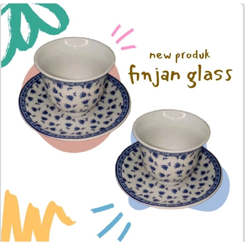 gelas kopi finjan turki autentik set isi 6 pcs