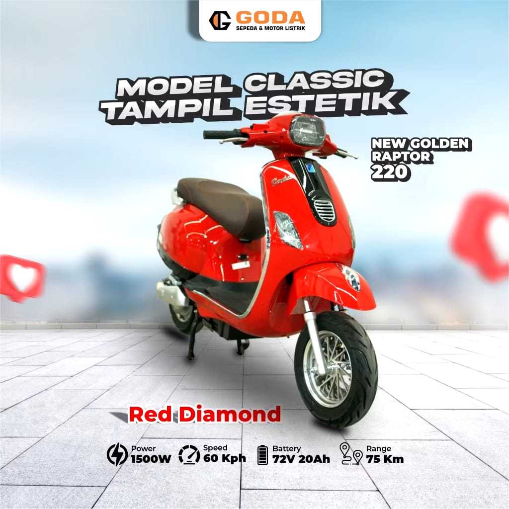 Sepeda Motor Listrik VSPA Goda Golden Raptor 220 Molis not T3 cakram