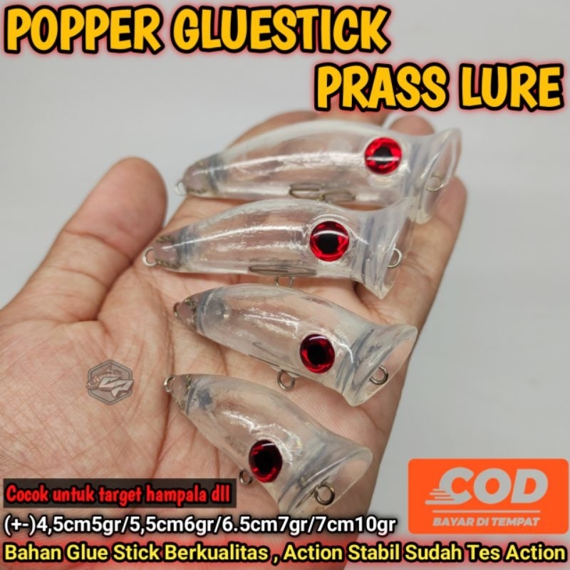 POPPER GLUESTICK PRAS LURE / UMPAN CASTING HAMPALA / POPPER HANDMADE