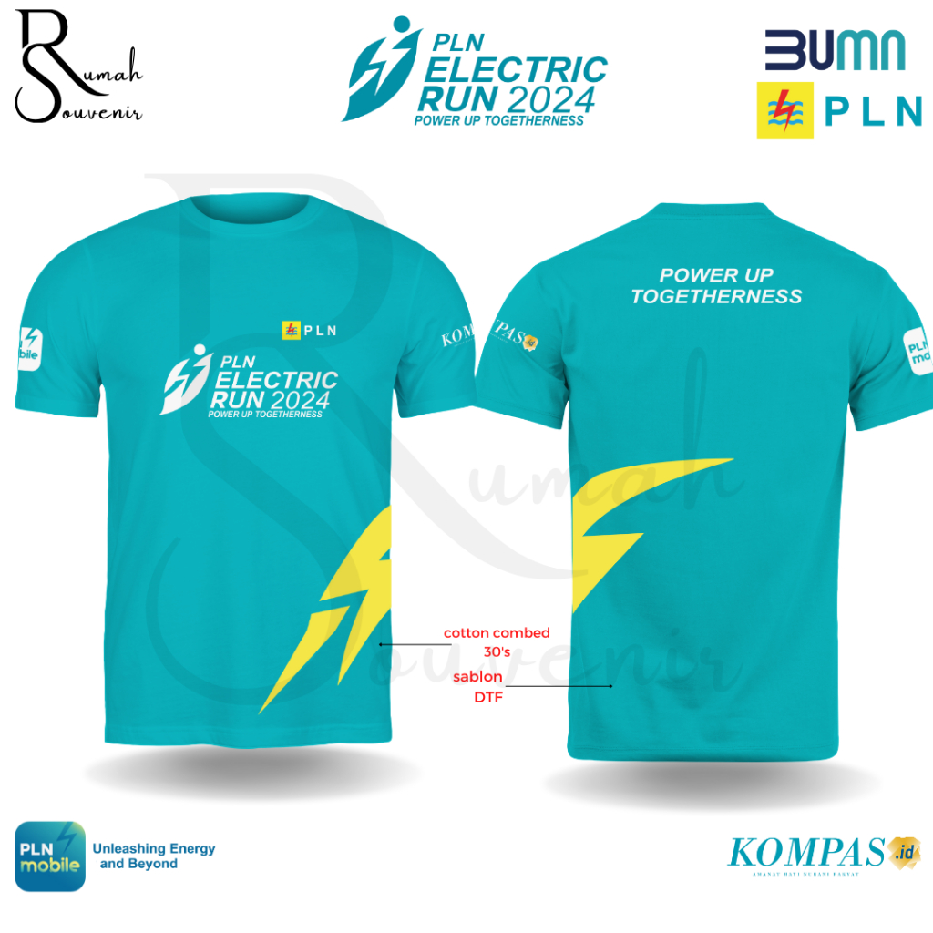 Kaos PLN ELECTRIC RUN 2024 Baju BUMN Pendek Panjang Unisex