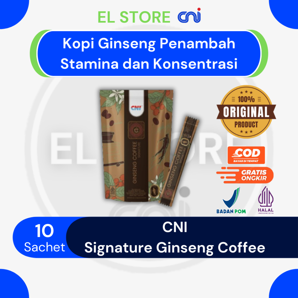 

CNI Ginseng Coffee Signature 10 Sachet Kopi Nikmat Aman di Lambung dan Penambah Fokus dan Energi