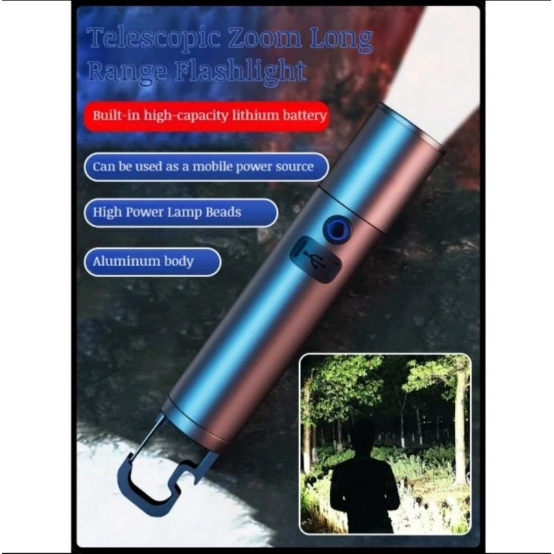 Senter Laser Zoom multifungsi yang dapat di tarik / senter cahaya kuat baru senter portabel jarak ja