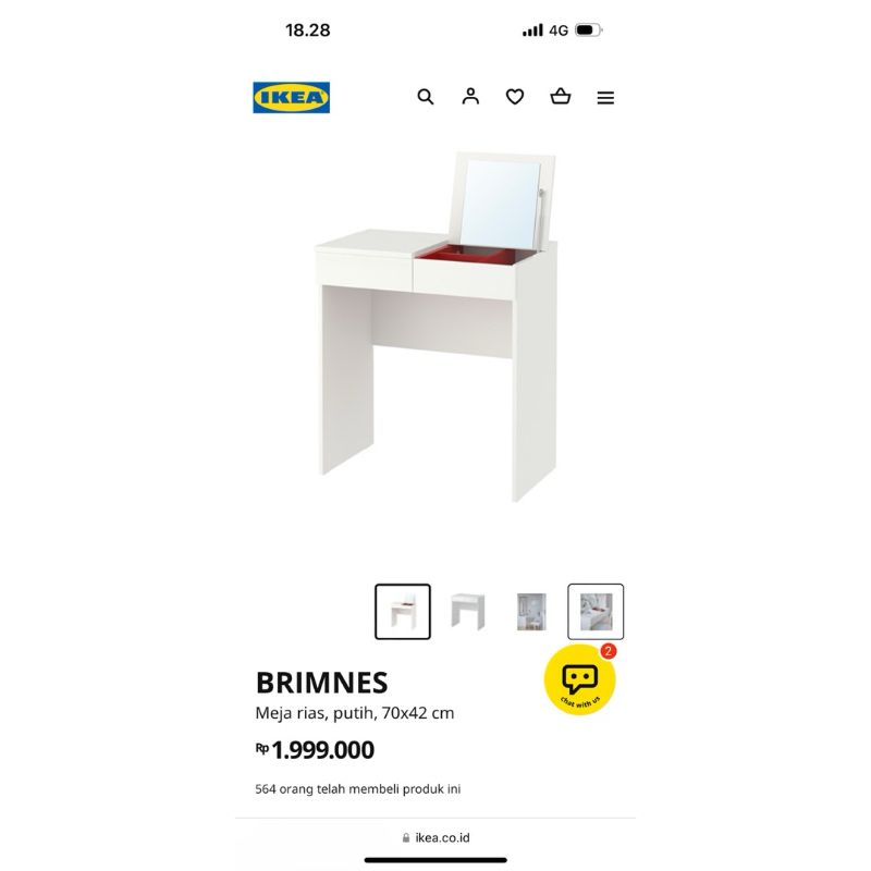 Meja Rias Ikea Brimnes (preloved)