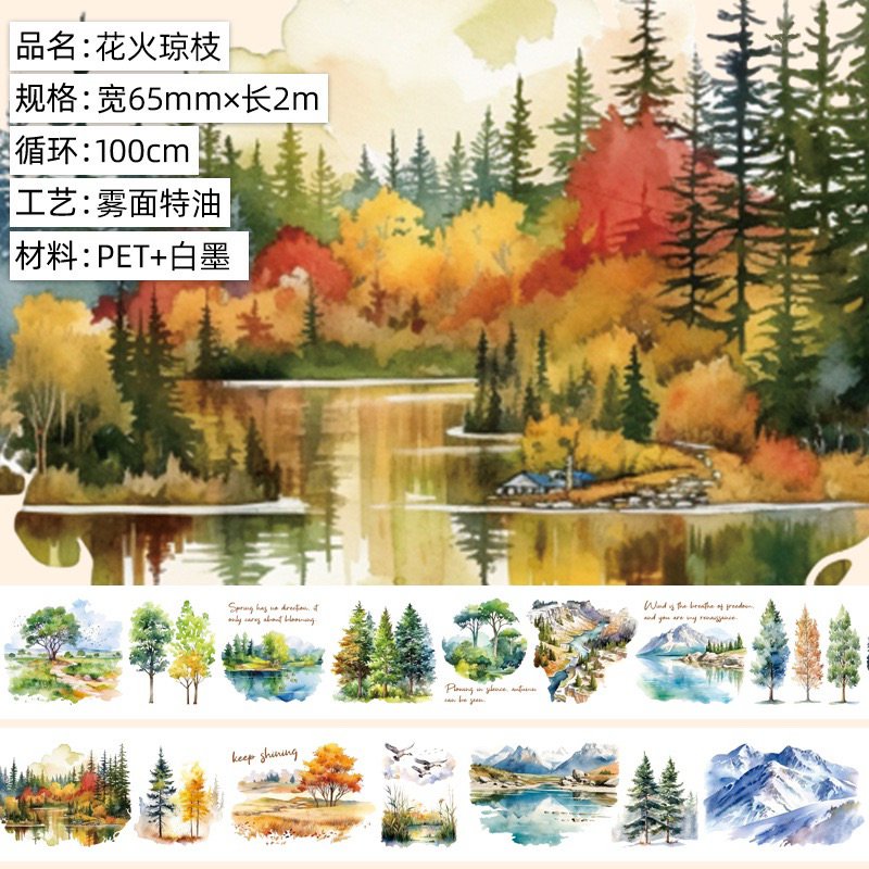 

(3EA) washi tape selotip pemandangan alam nature scenery pastel color journaling 2