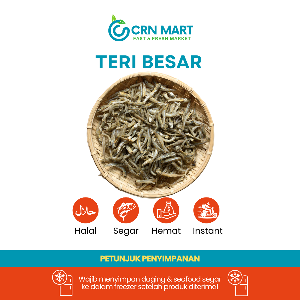 

CRN MART - Teri Bulat/Teri Belah/Seafood Kering/Teri Jengki/Teri Besar