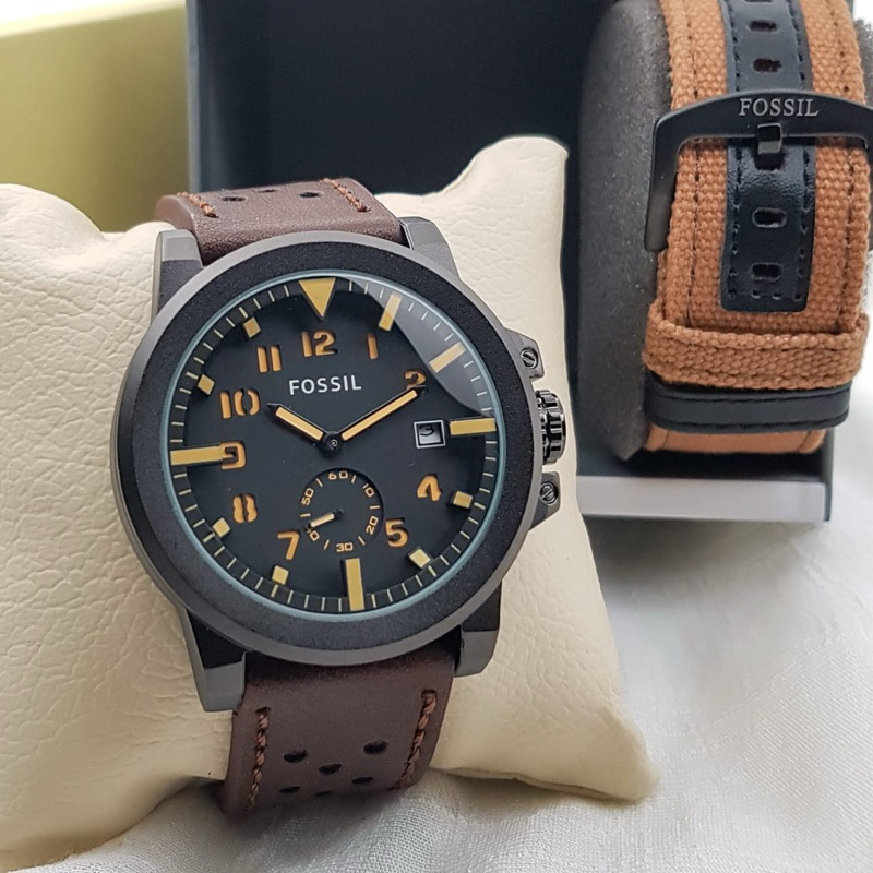 Original BM ‼️ Jam Tangan Pria Fs-6083BCH Detik Bawah Aktif Tali Kulit Free 1 Tali Cadangan + Box Ex