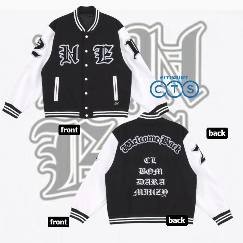 JAKET BASEBALL VARSITY 2NE1 BLACKJACK MERCH KPOP FANS IDOL WELCOME BACK ASIA TOUR CONCERT 2024 2025