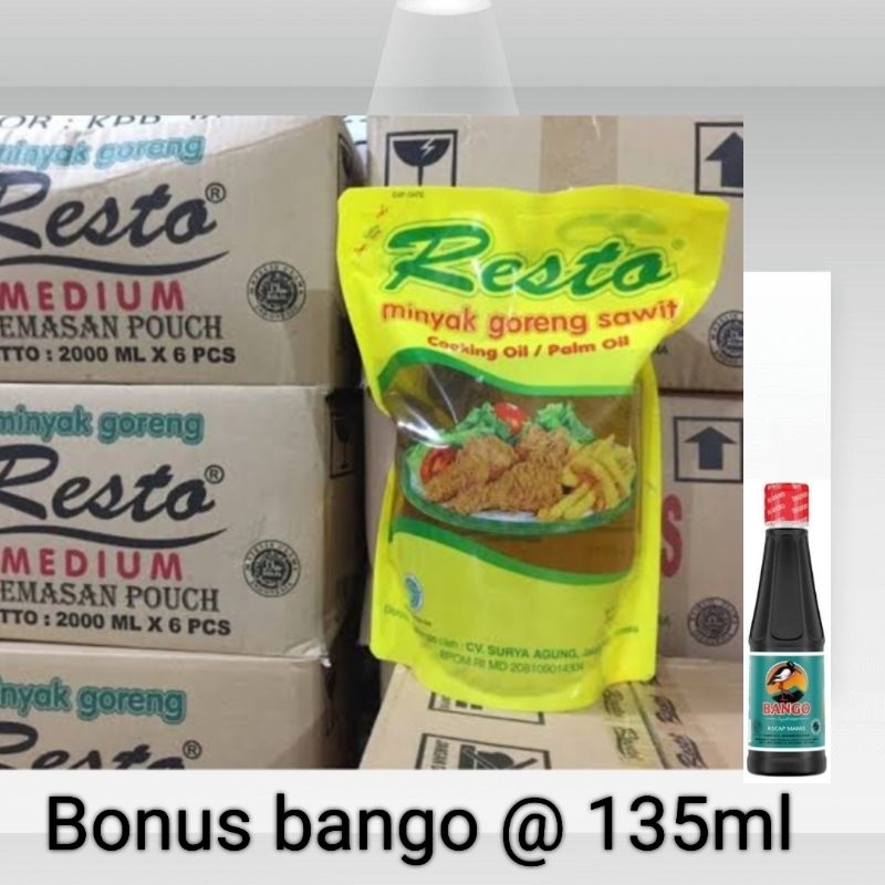 

RESTO Minyak goreng 2 liter Per Dus isi 6|Free Bango 135ml