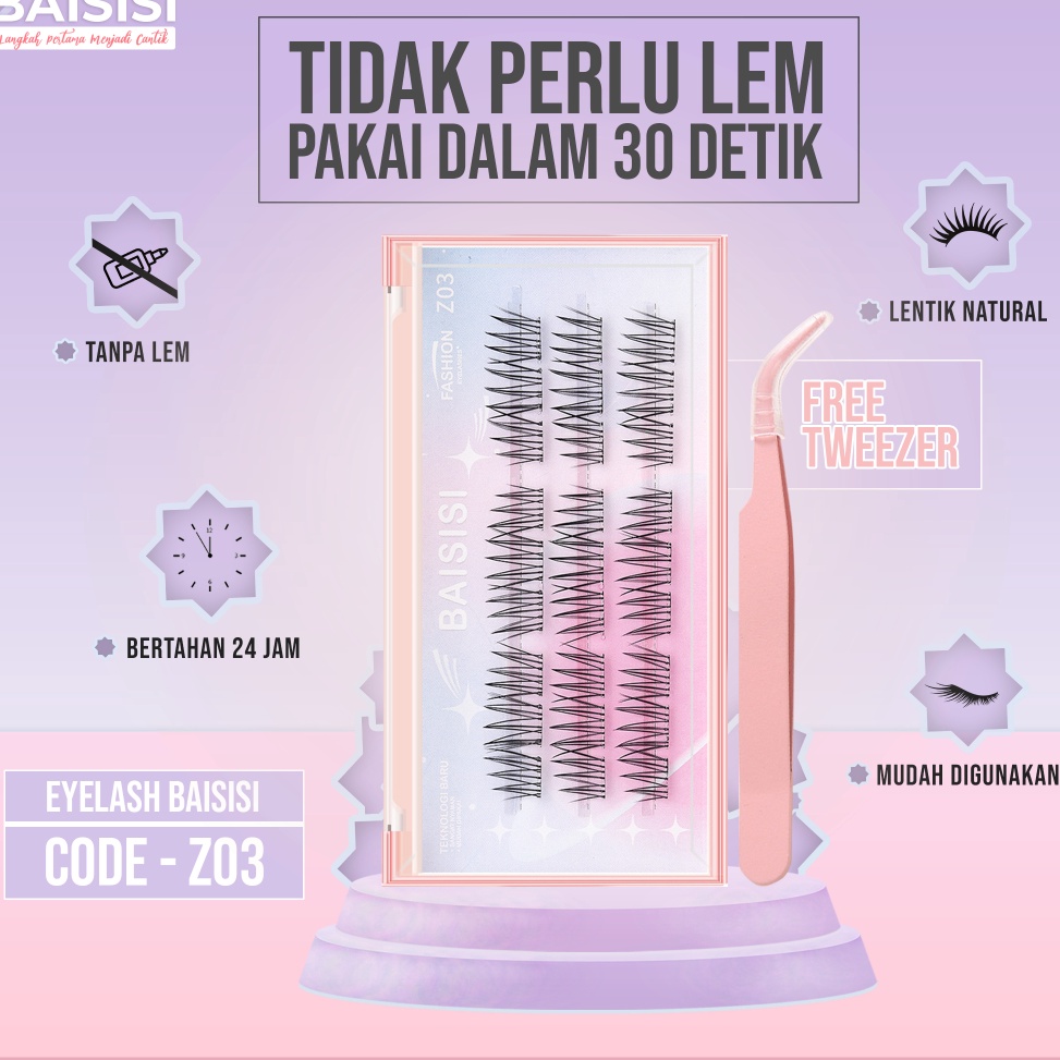 TANPA LEM Bulu Mata Premium Z3 tanpa lem Barbie Eyelash  FREE Tweezers  Pinset Baisisi  Eyelash Exte