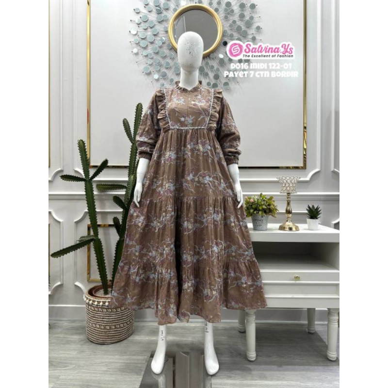 Midi dress caton bordir DO16 / midi dress payet bordir salvina ys / salvina ys