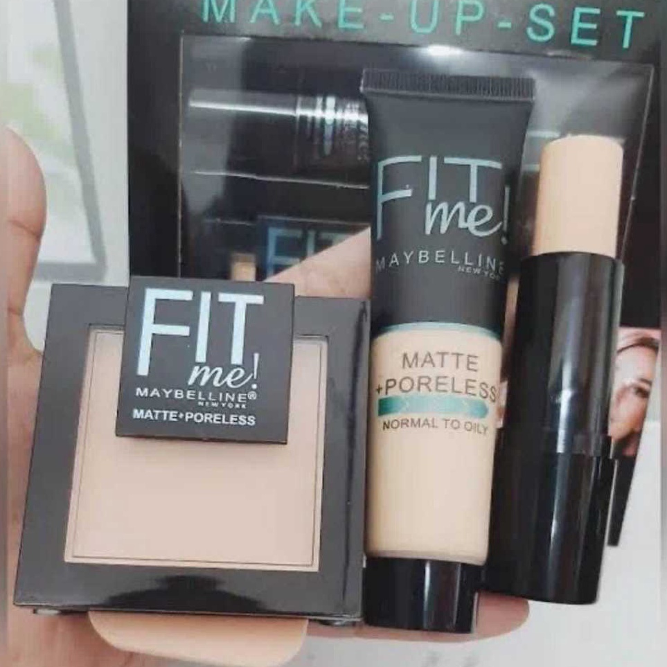 Garansi Hemat   1 SET FIT ME 3 IN 1  CONCLEAR BEDAK HIGHLITHER FOUNDATION FIT ME  MAKE  UP SET MAYBE