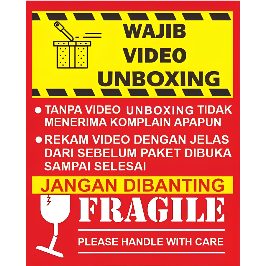 

STICKER VIDEO UNBOXING / WAJIB VIDEO UNBOXING (isi 100 pcs) size 5 x 8 cm GLOSSY