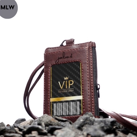 

Update Murah MLW ID Card Holder Lanyard Kulit Name Tag Lanyard PU Leather Resleting Slot Card