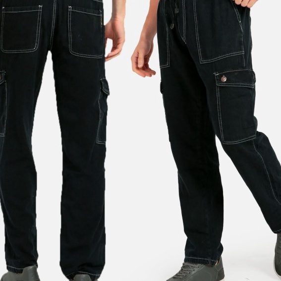 KF7 Guten Inc  Celana Cargo Pria Ronald Straht Cargo Black Pants Guten