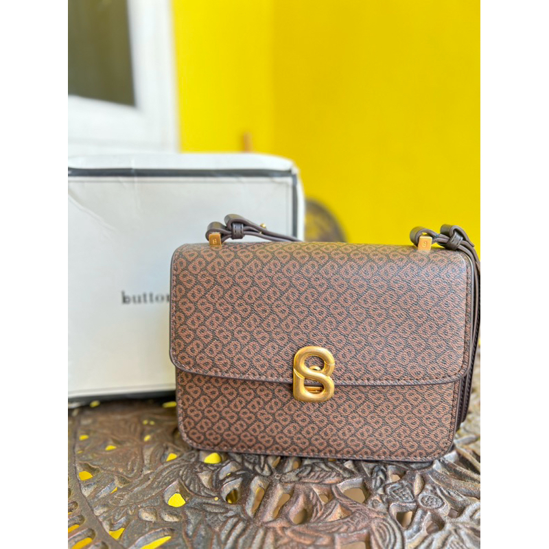 buttonscarves bag audrey canvas monogram brown tas bs preloved
