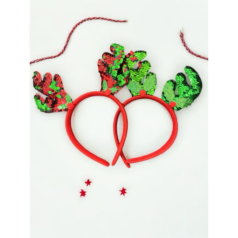 Bando Bandana Pesta Natal Merry Christmas Tanduk Rusa motif Premium Bando Rusa Santa Claus Blink