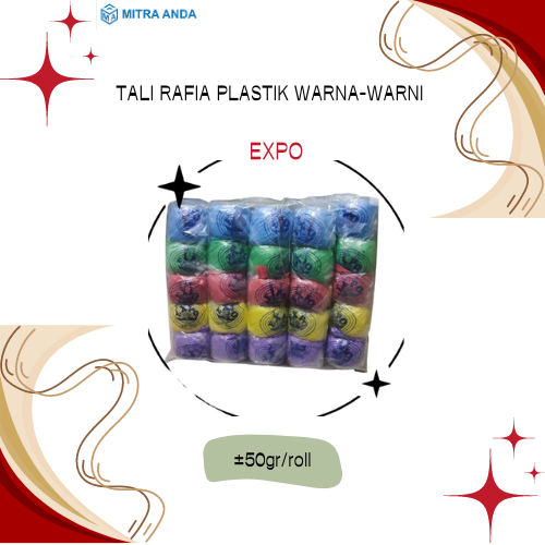 

Tali Rafia Plastik Warna-Warni EXPO ±50gr