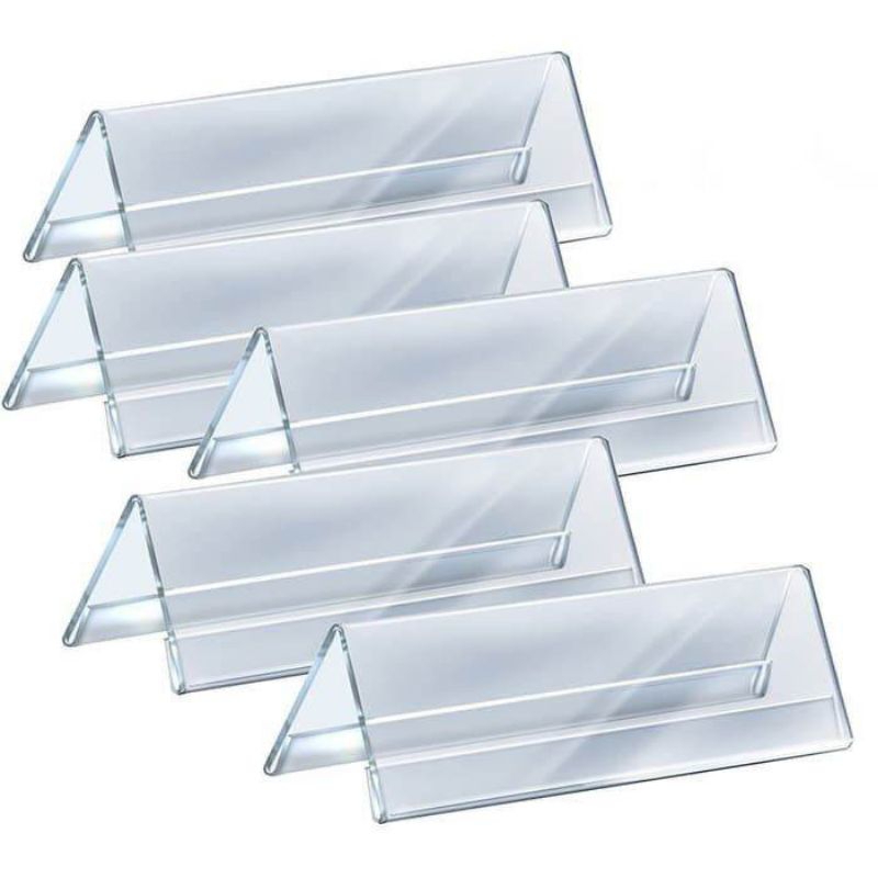 

Akrilik name tag segitiga 7x20 dua sisi. isi 20pcs