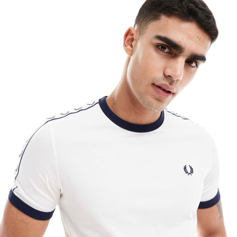 T Shirt / Kaos Fred Perry Taped M6347/B34 Snow White Original