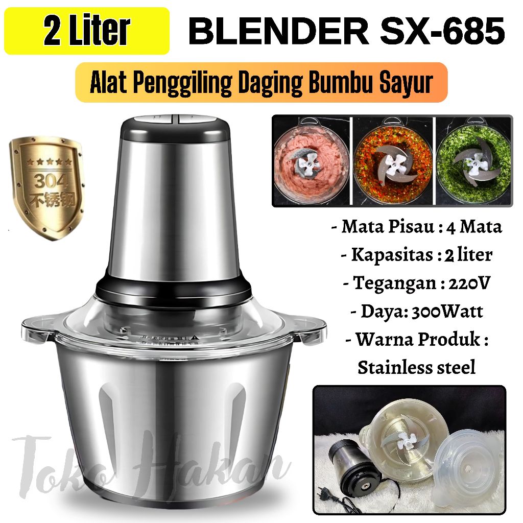 Blender Daging Shuangxiong SX-685 250W 2Liter Food Chopper Meat Grinder  Alat Penggiling Daging Bumb