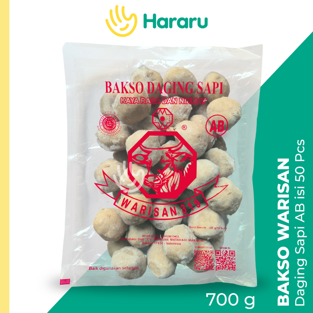 

Bakso Daging Sapi Warisan 319 AB Isi 50 Pcs