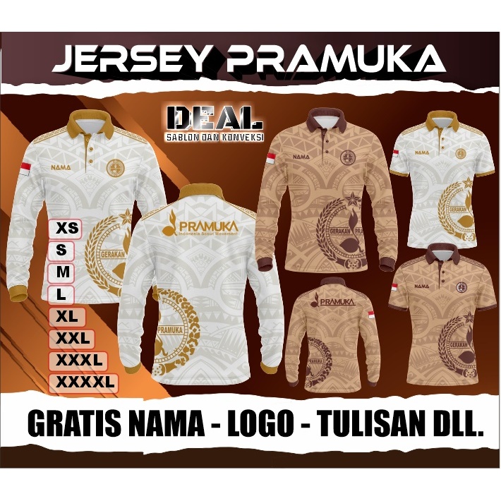 jersey pramuka berkerah kaos pramuka printing custom gratis nama logo tulisan dll