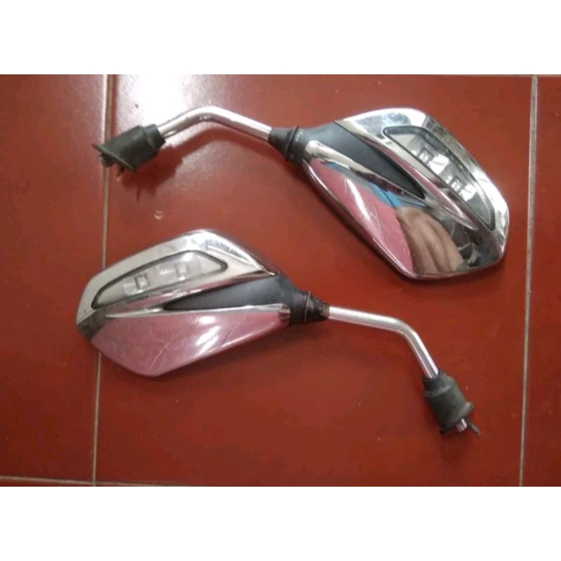 sepasang spion led chrome Honda beat / vario / supra x 125 original second copotan motor
