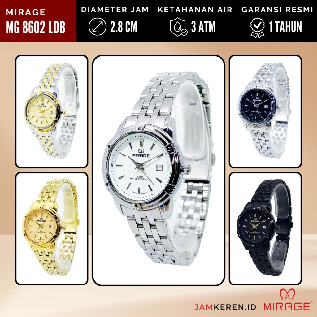 Mirage - Jam Wanita Elegan Mewah - Jam Tangan Mirage Wanita - 8602 LD Original 100% Garansi Resmi