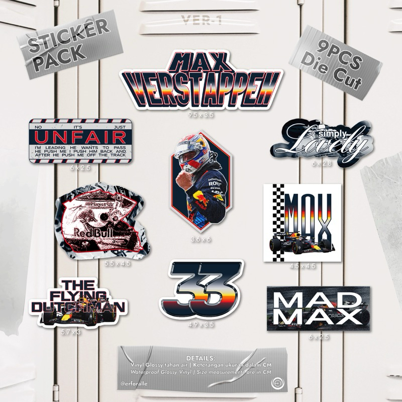 

Max Verstappen Sticker Pack [9Pcs DieCut Stickers]