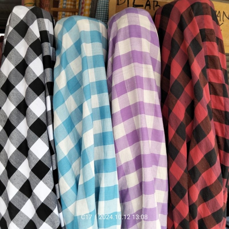 Harga/1 m | Kain Polyester Premium / Kain Polyester Meteran / Bahan Polyester Kotak /Bahan Polyester