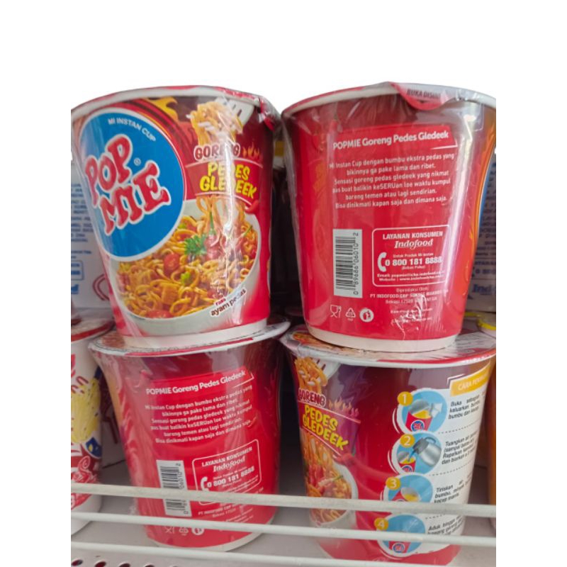 

Pop mie goreng pedes gledeek 75gRasa ayam pedas