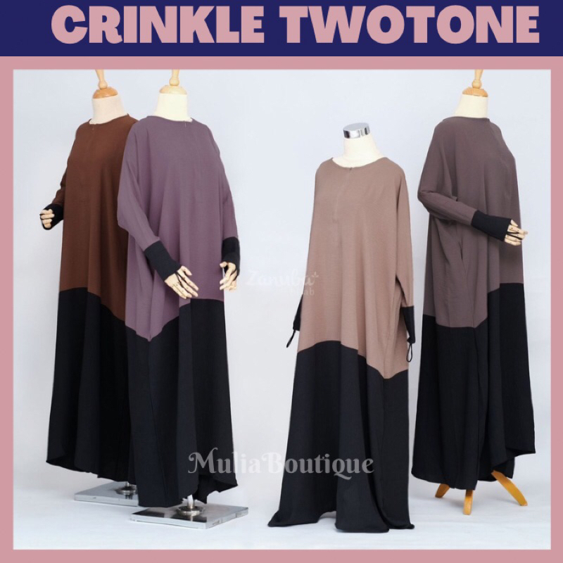 Crinkle Twotone Batwing Gamis Zanuba Hijab Official