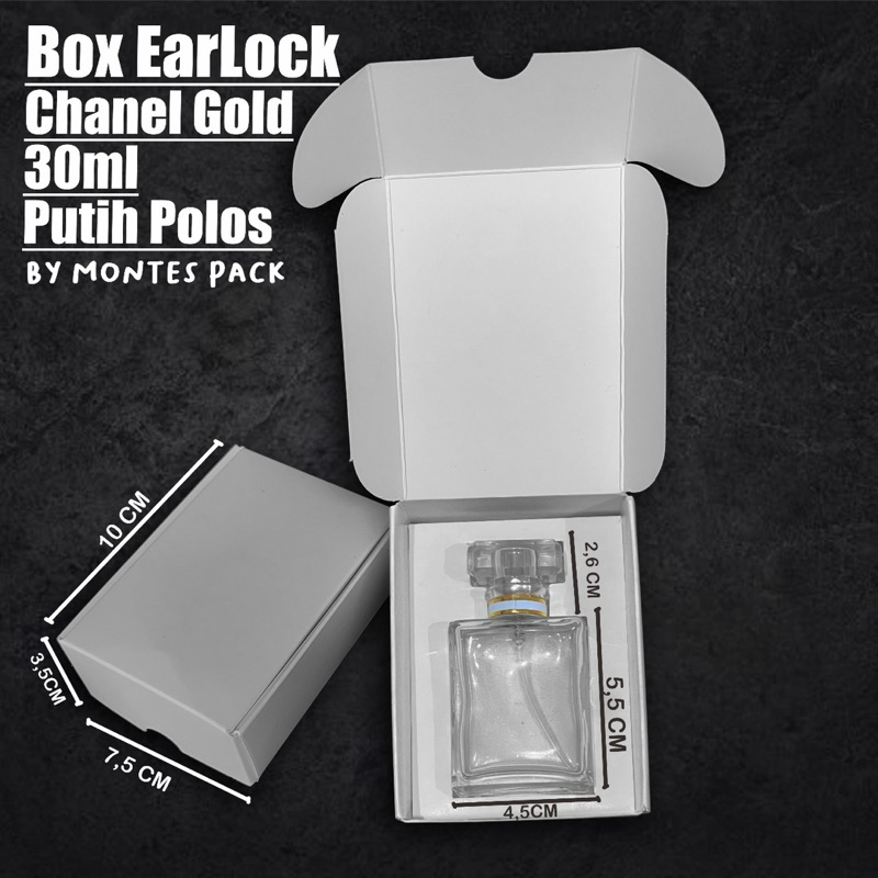 

BOX EARLOCK | untuk botol chanel gold 30ml | box parfum earlock Putih hitam